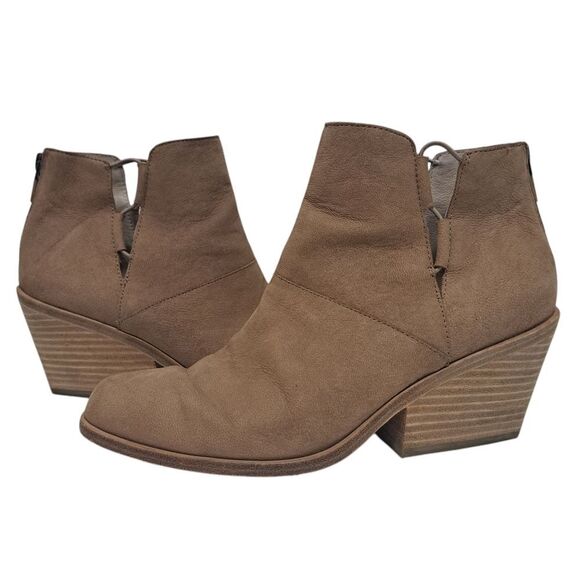 Eileen Fisher Tote Chic Ankle Boots Stacked Heel Size 8.5 Earth Tumbled Nubuck - Picture 3 of 13